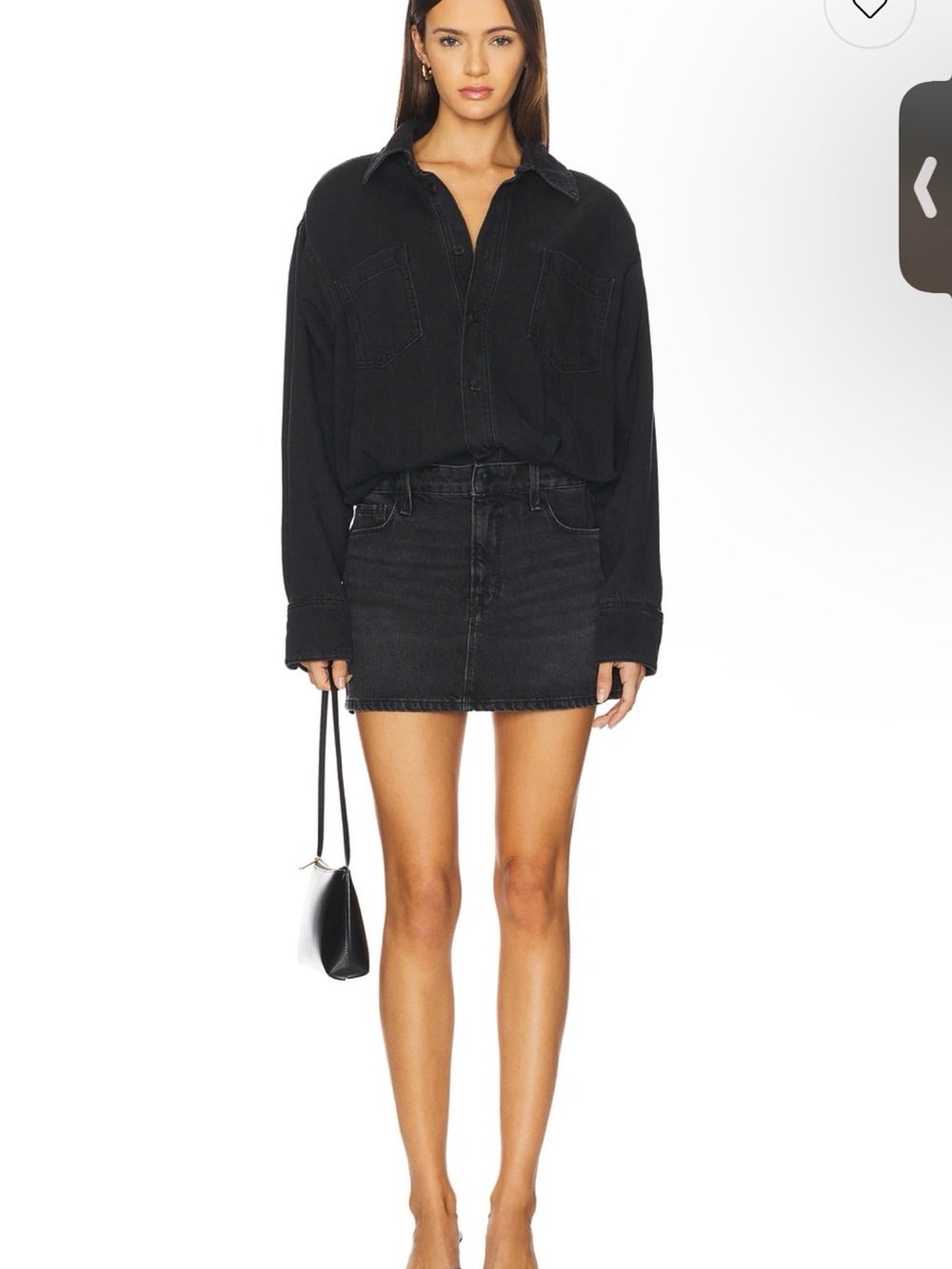 Good American Black Denim Mini Skirt Dress
